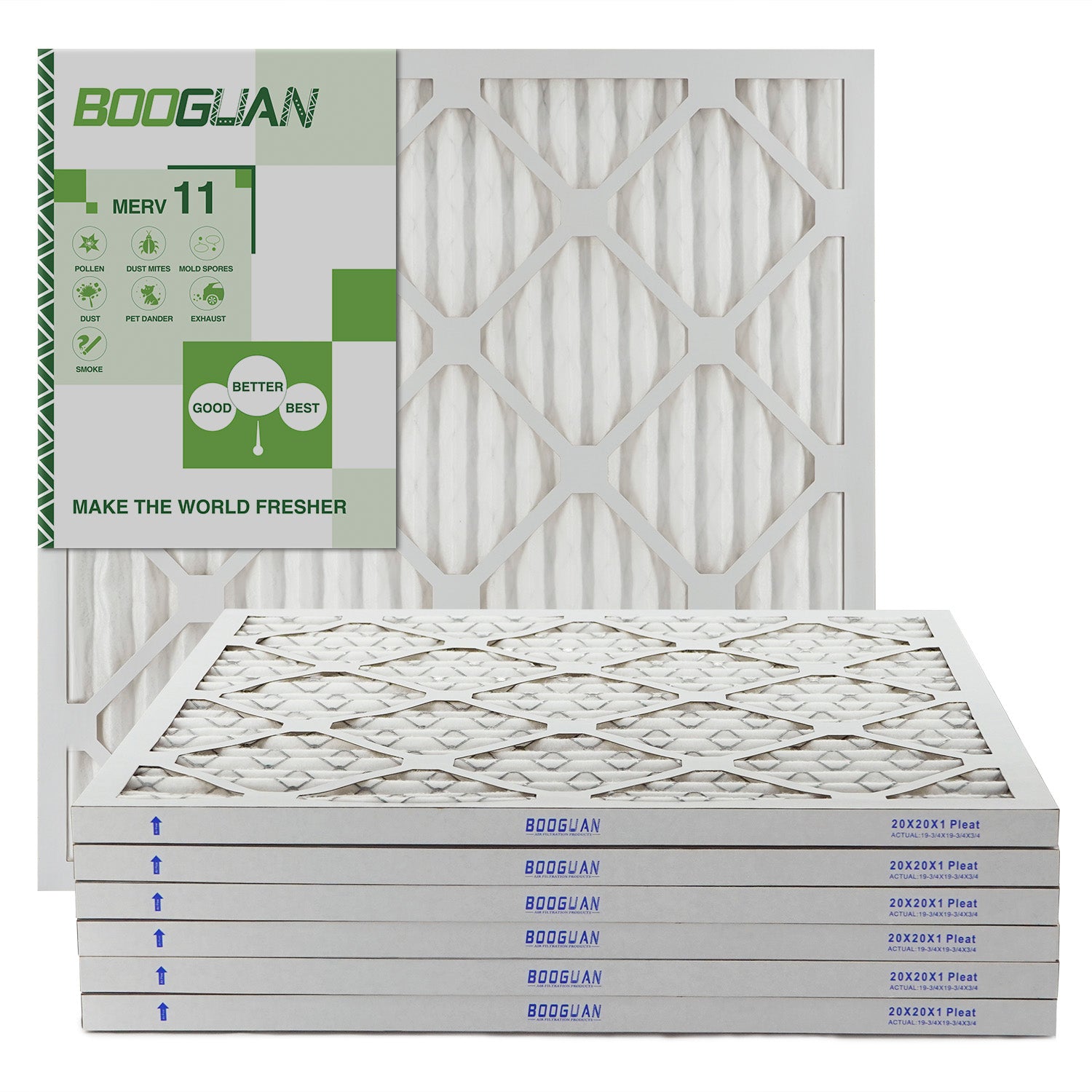 20x20x1 MERV11 Pleated HVAC HC Furnace Air Filter 6-Pack