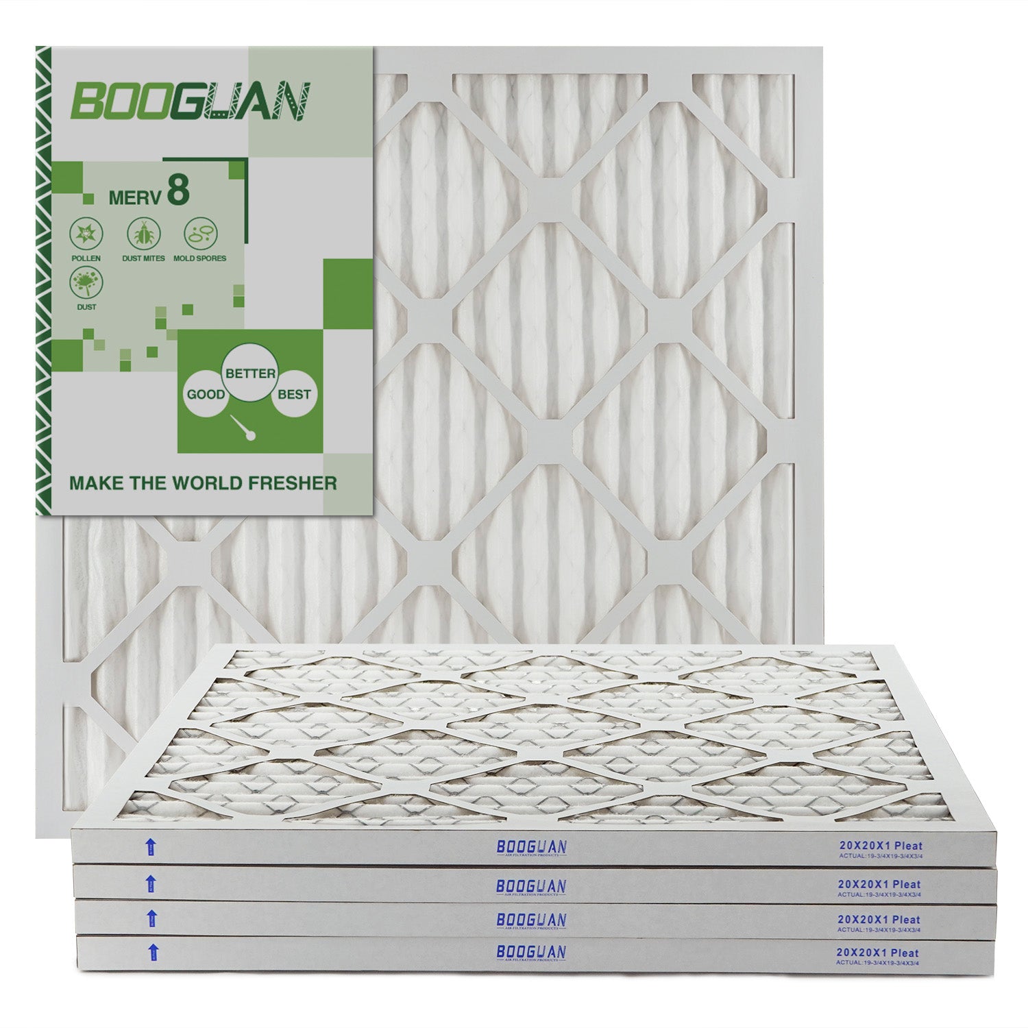 20x20x1 MERV8 Pleated HVAC HC Furnace Air Filter 4-Pack