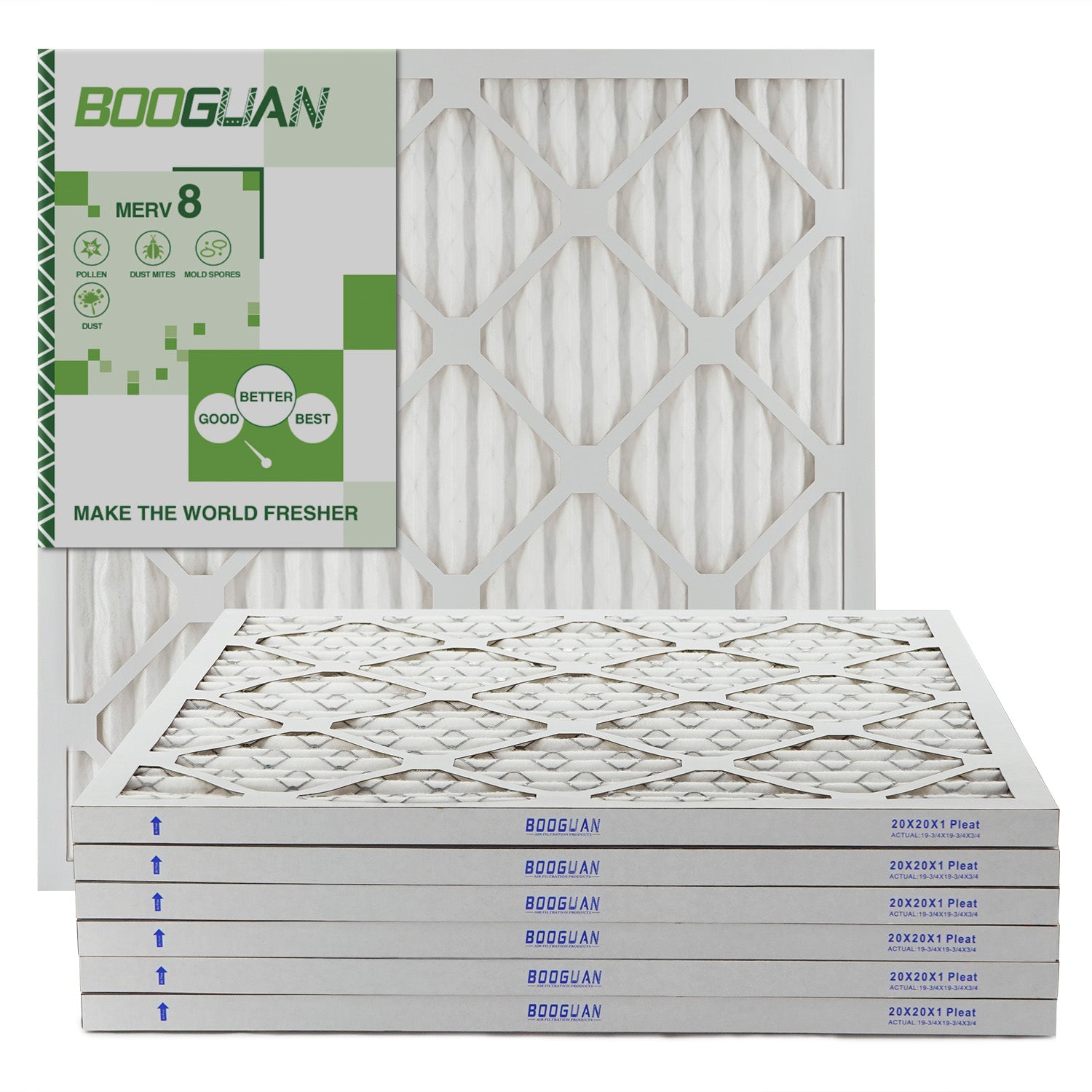 20x20x1 MERV8 Pleated HVAC HC Furnace Air Filter 6-Pack