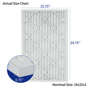 16x25x1 MERV11 Pleated HVAC HC Furnace Air Filter 6-Pack