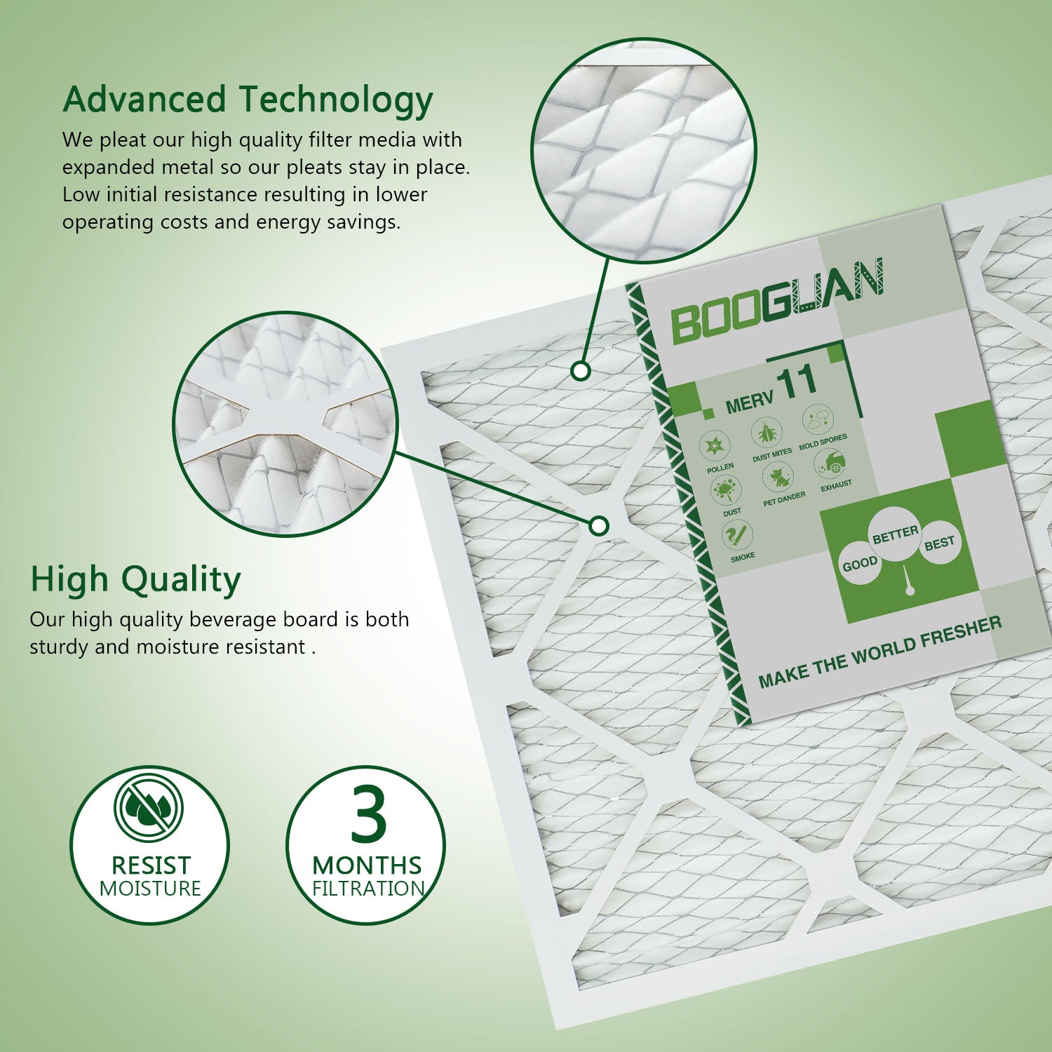 16x20x1 MERV11 Pleated HVAC HC Furnace Air Filter 6-Pack